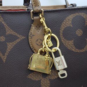 Authentic Louis Vuitton Lock & Key with Unbranded Golden Bag Charm, Keychain